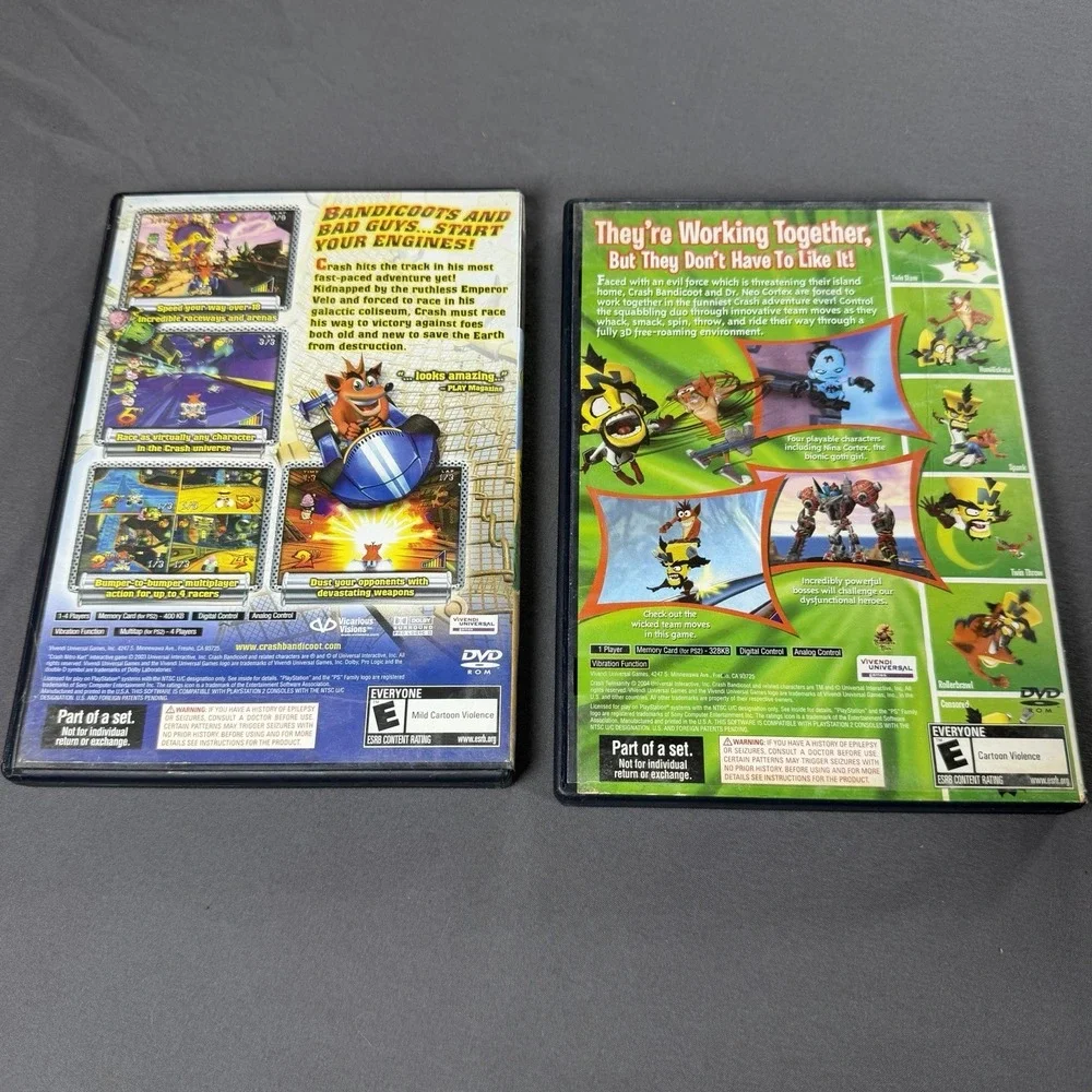 Lot of 2 Playstation 2 Games Crash Nitro Cart and Crash Twinsanity Both CIB